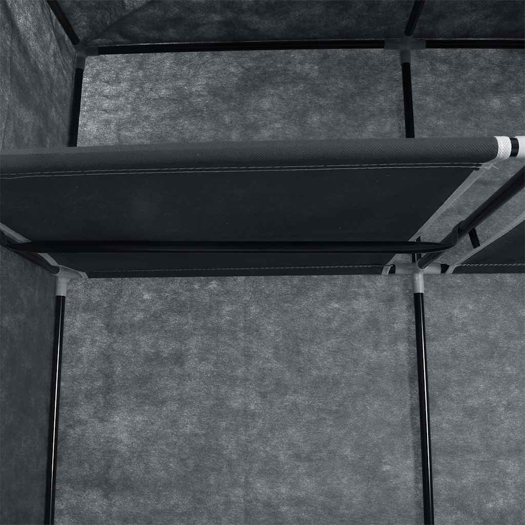fekete szövet ruhásszekrény tárolórekeszekkel 150 x 45 x 176 cm