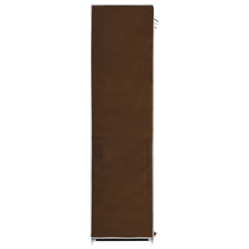 barna szövet ruhaszekrény rekeszekkel és rudakkal 150x45x175cm