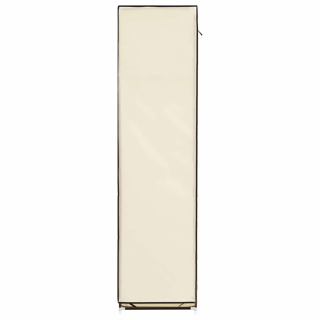 krém szövet ruhásszekrény rekeszekkel és rudakkal 150x45x175 cm