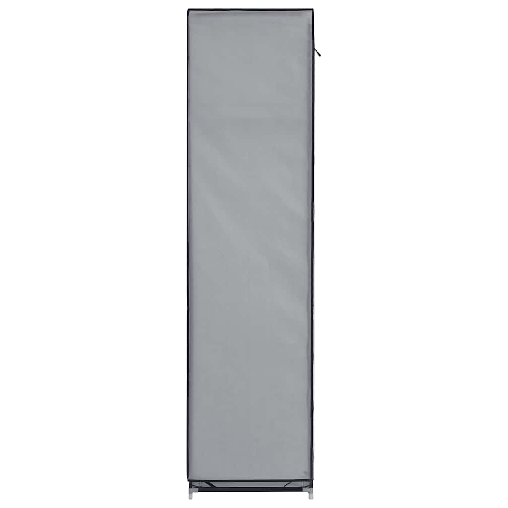 szürke szövet ruhaszekrény rekeszekkel és rudakkal 150x45x175cm