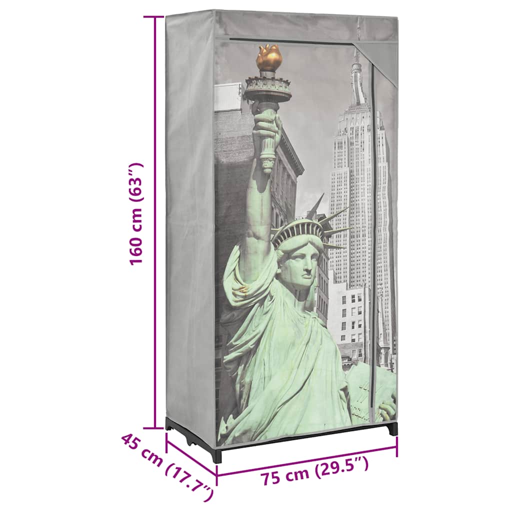 New York szövet ruhásszekrény 75 x 45 x 160 cm