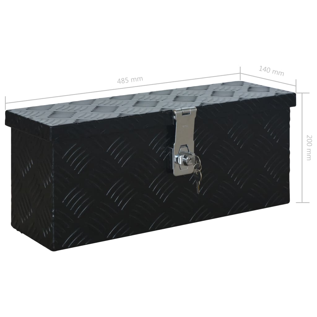 fekete alumíniumdoboz 485 x 140 x 200 mm