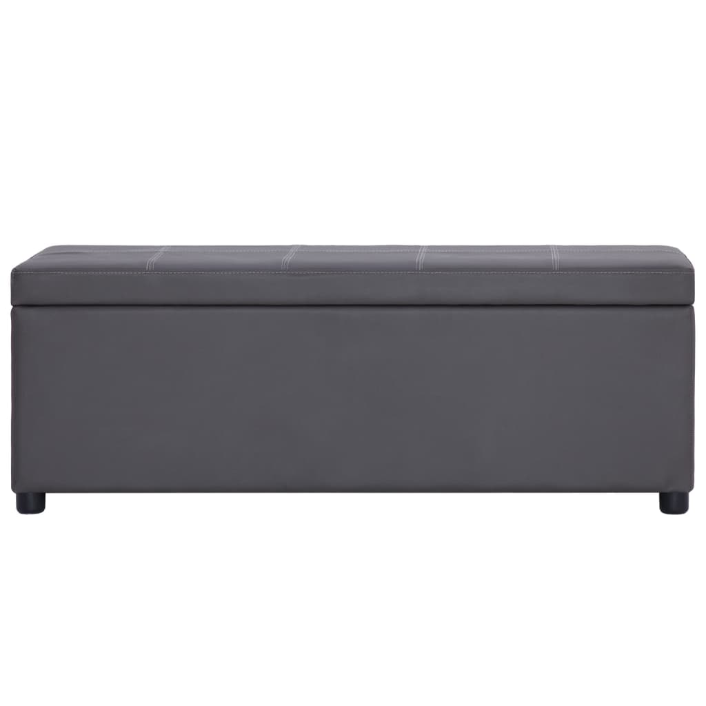 szürke műbőr pad tárolórekesszel 116 cm