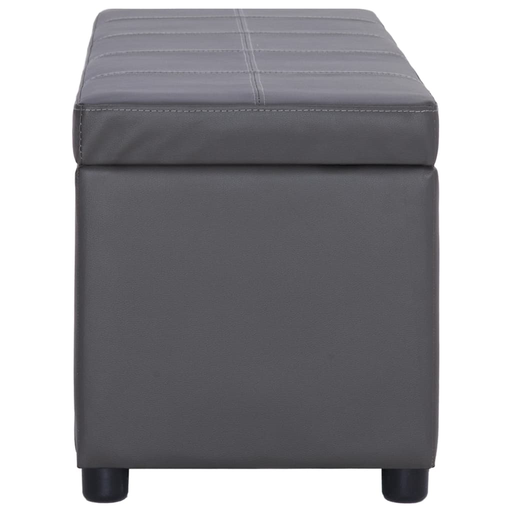 szürke műbőr pad tárolórekesszel 116 cm