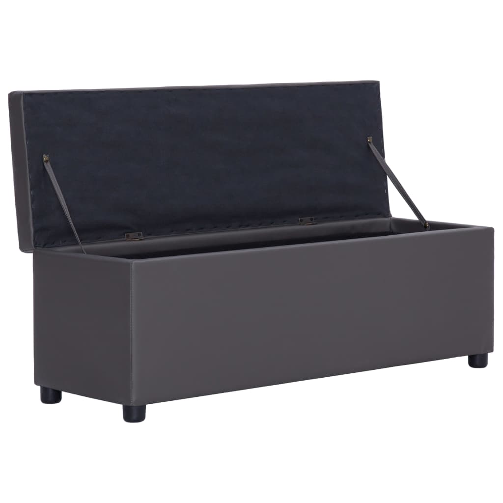 szürke műbőr pad tárolórekesszel 116 cm
