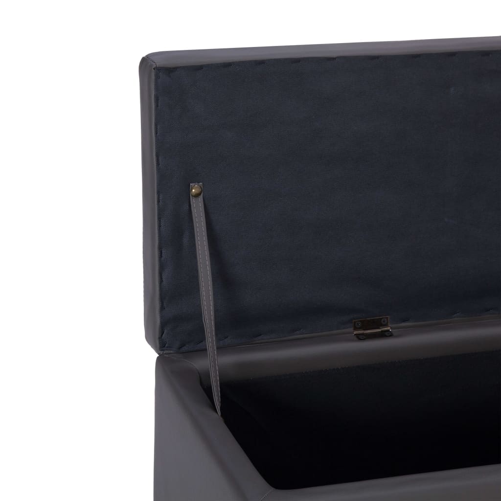 szürke műbőr pad tárolórekesszel 116 cm