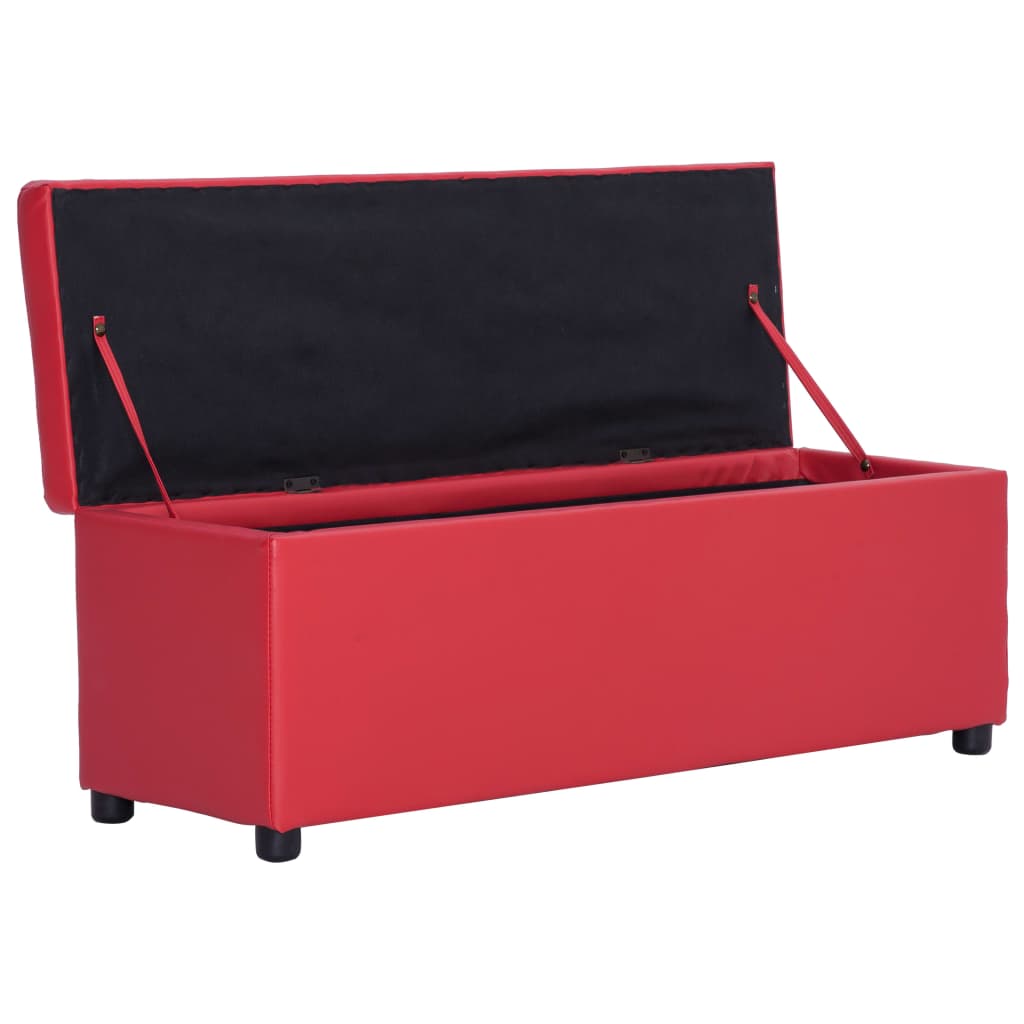 piros műbőr pad tárolórekesszel 116 cm