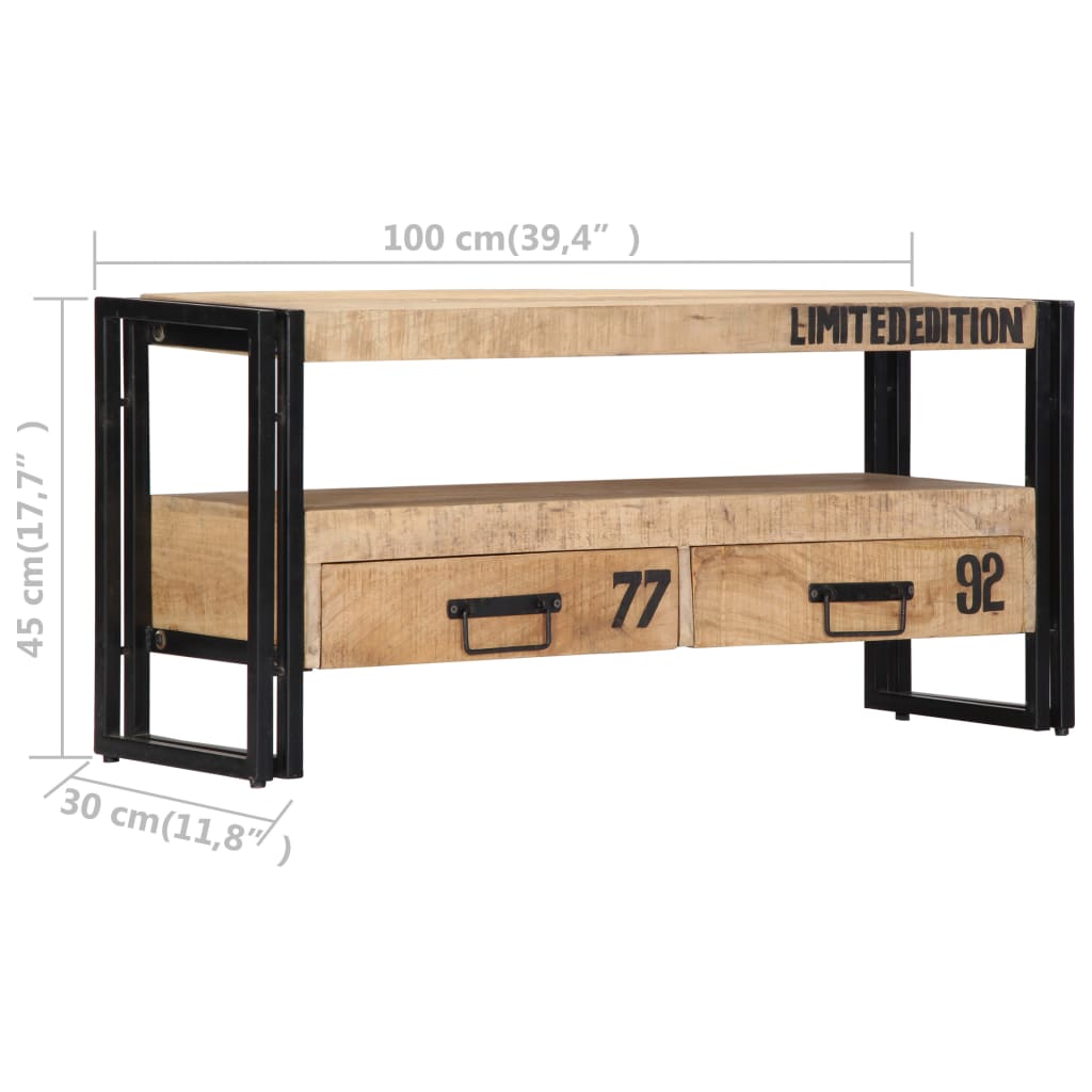 tömör mangófa TV-szekrény 100 x 30 x 45 cm