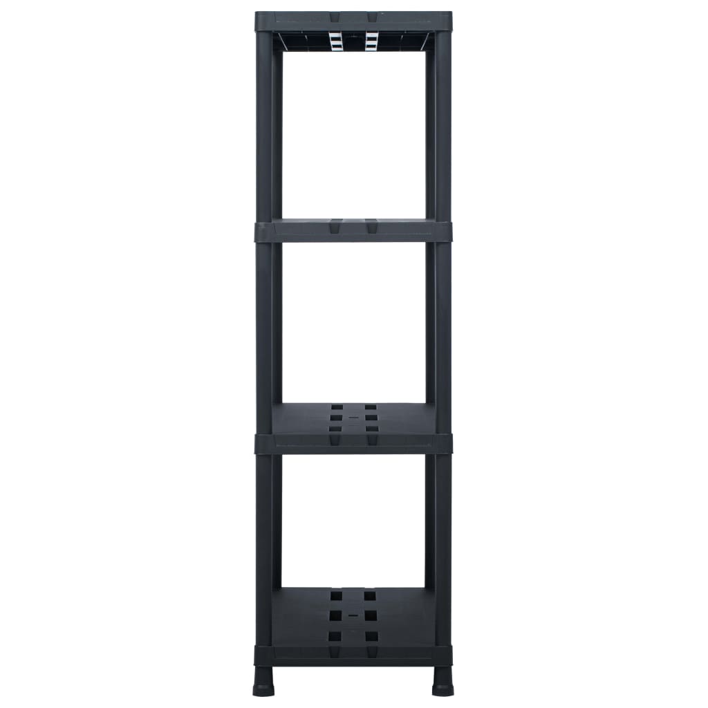 2 db fekete műanyag tároló polc 220 kg 90 x 40 x 138 cm