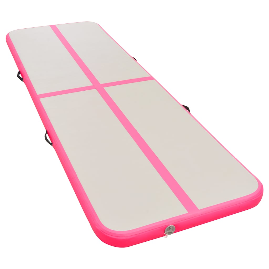 rózsaszín PVC felfújható tornaszőnyeg pumpával 400x100x10 cm