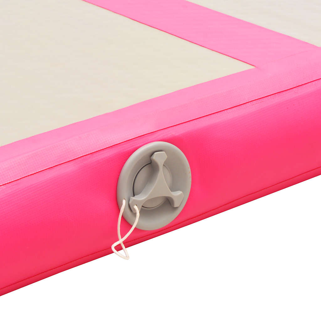rózsaszín PVC felfújható tornaszőnyeg pumpával 400x100x10 cm