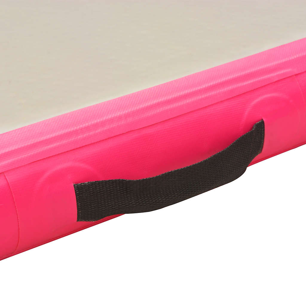 rózsaszín PVC felfújható tornaszőnyeg pumpával 400x100x10 cm