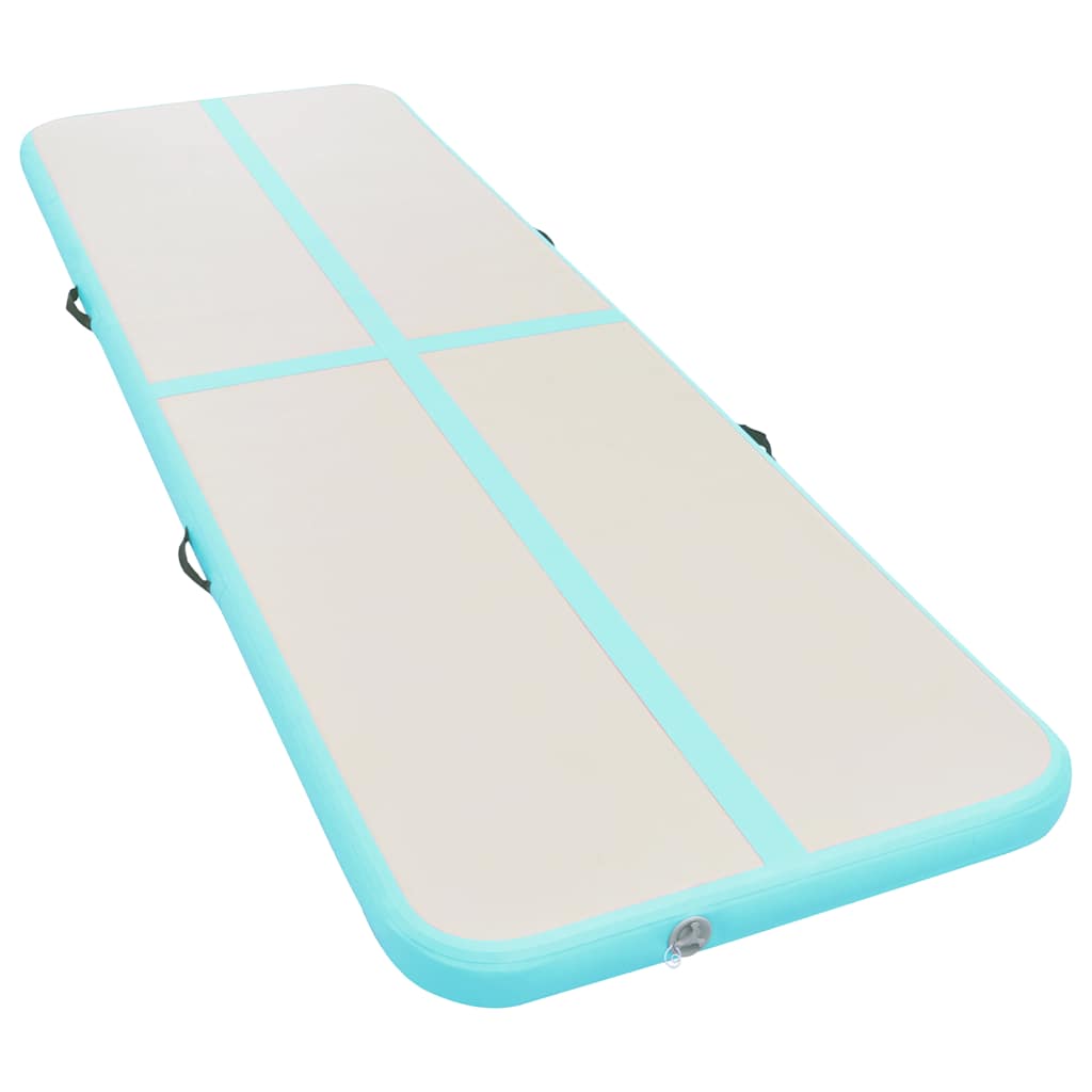 zöld PVC felfújható tornaszőnyeg pumpával 400 x 100 x 10 cm