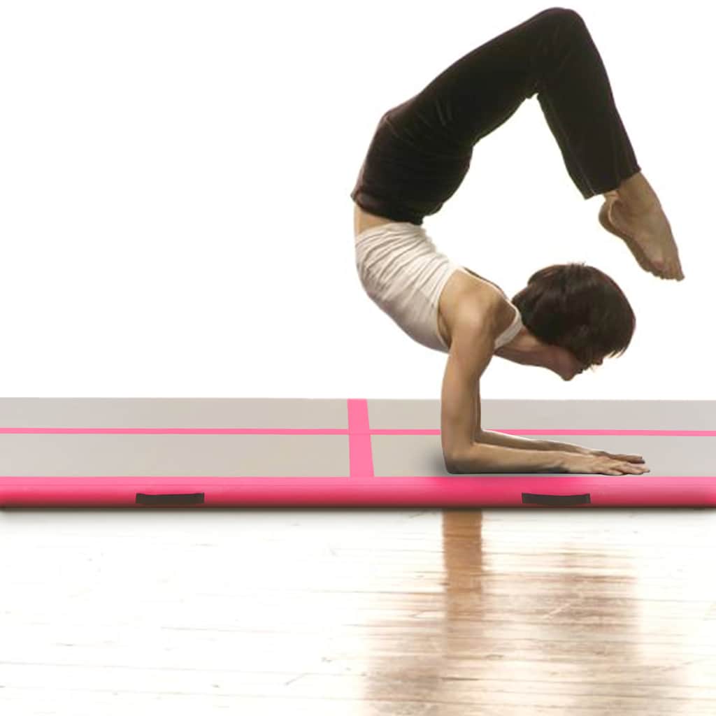 rózsaszín PVC felfújható tornaszőnyeg pumpával 500x100x10 cm