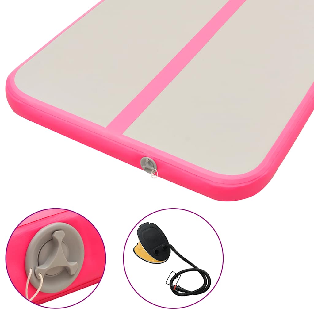 rózsaszín PVC felfújható tornaszőnyeg pumpával 500x100x10 cm