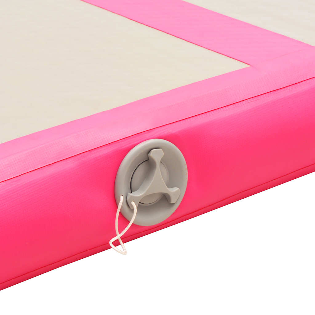 rózsaszín PVC felfújható tornaszőnyeg pumpával 500x100x10 cm