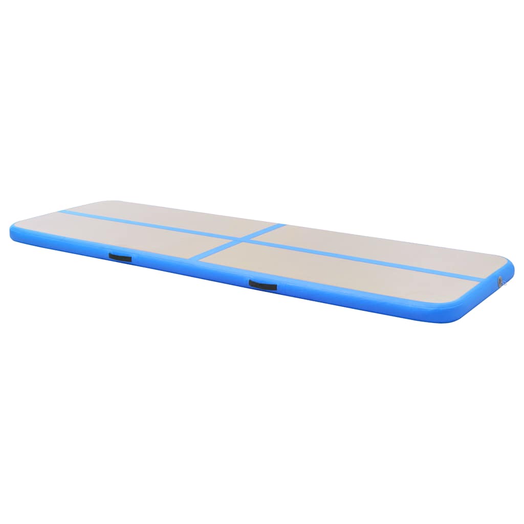kék PVC felfújható tornaszőnyeg pumpával 500 x 100 x 10 cm