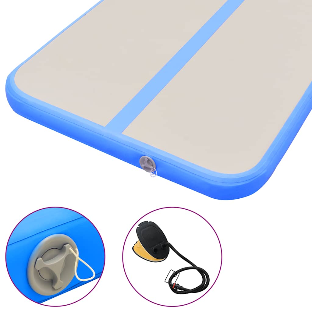 kék PVC felfújható tornaszőnyeg pumpával 500 x 100 x 10 cm