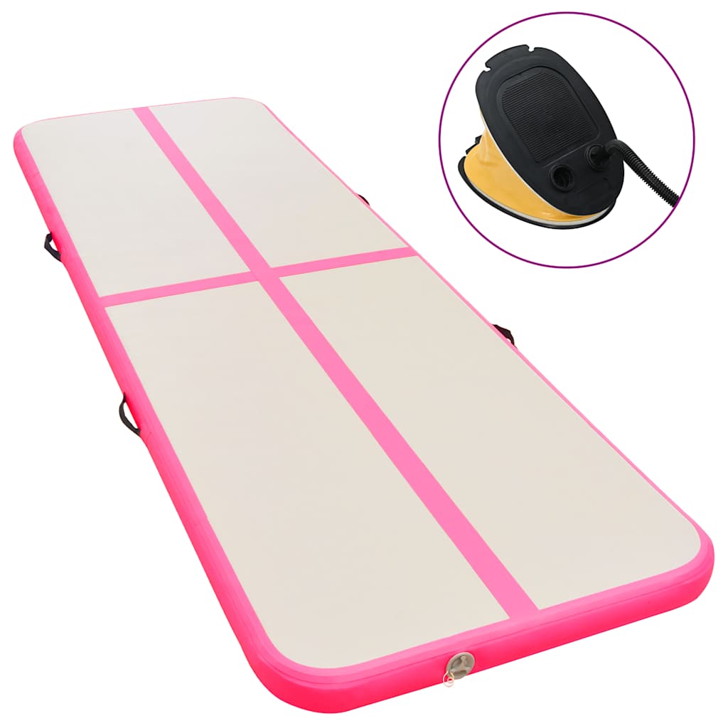 rózsaszín PVC felfújható tornaszőnyeg pumpával 600x100x10 cm