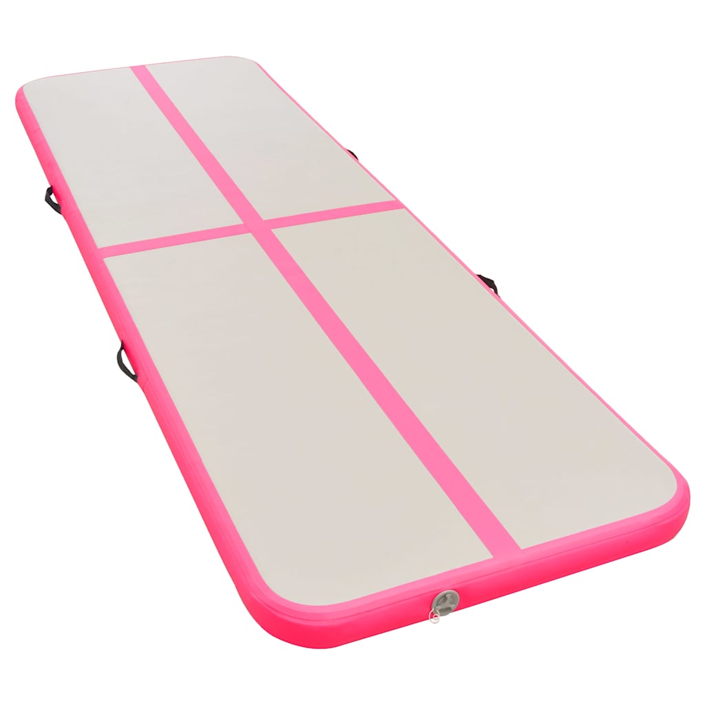rózsaszín PVC felfújható tornaszőnyeg pumpával 600x100x10 cm