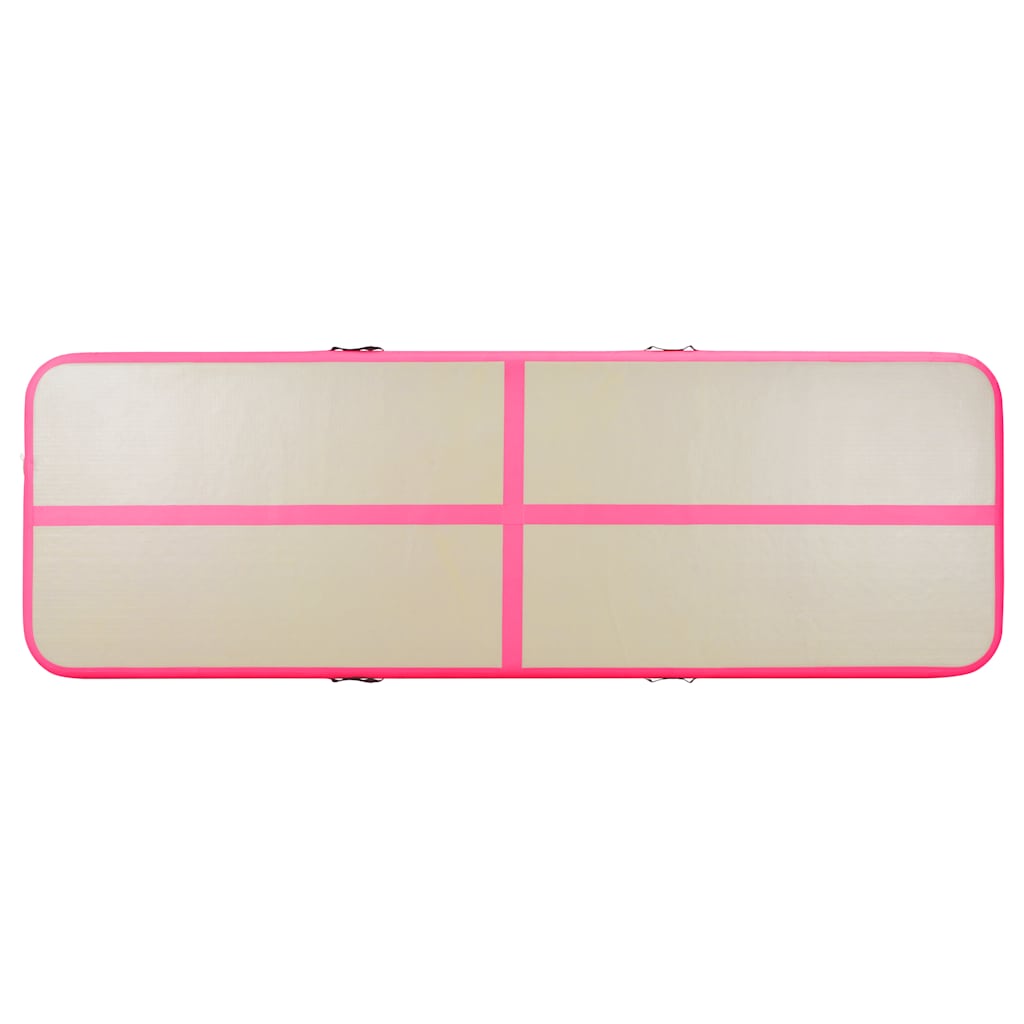 rózsaszín PVC felfújható tornaszőnyeg pumpával 600x100x10 cm