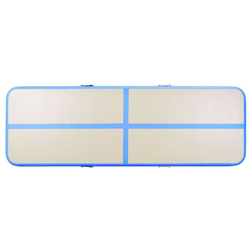 kék PVC felfújható tornaszőnyeg pumpával 600 x 100 x 10 cm
