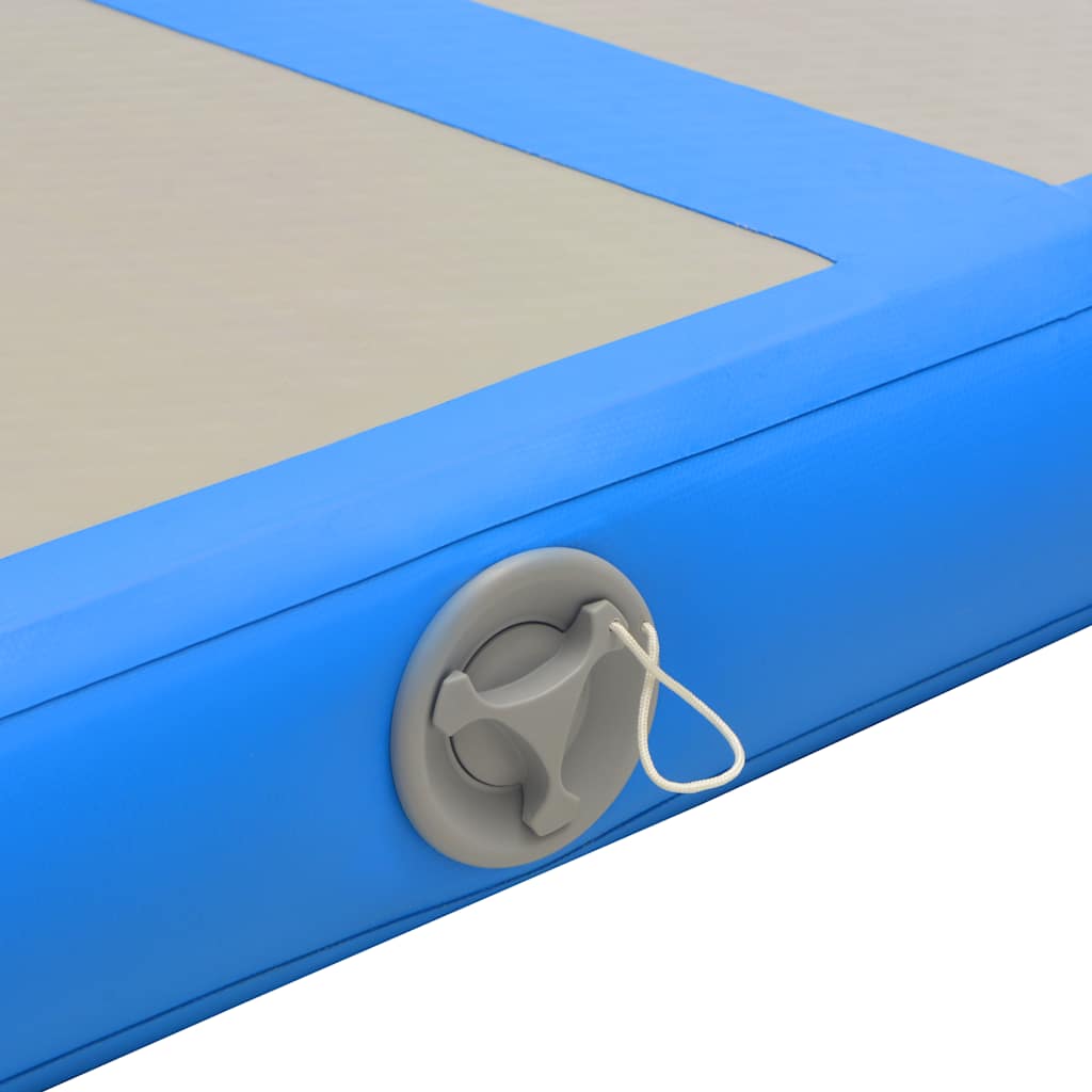 kék PVC felfújható tornaszőnyeg pumpával 600 x 100 x 10 cm