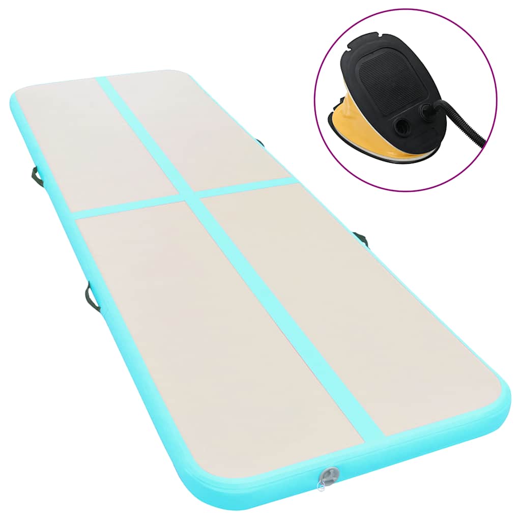 zöld PVC felfújható tornaszőnyeg pumpával 600 x 100 x 10 cm