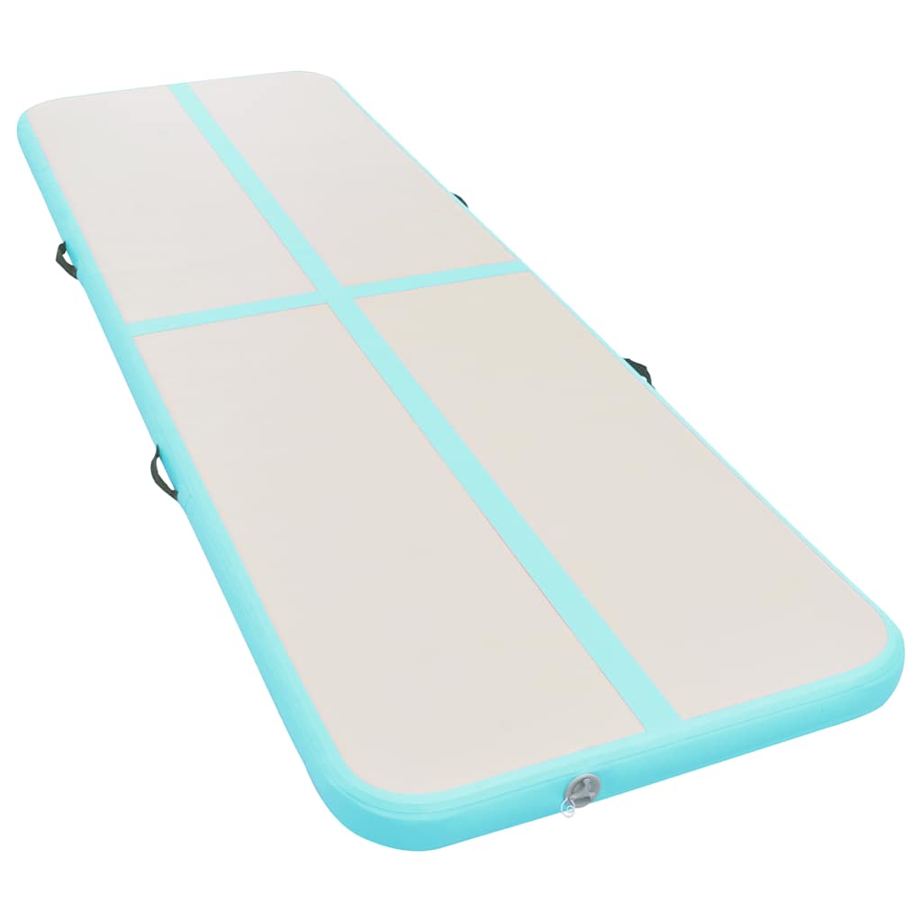 zöld PVC felfújható tornaszőnyeg pumpával 600 x 100 x 10 cm