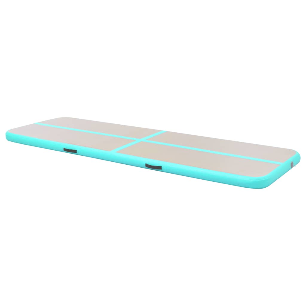 zöld PVC felfújható tornaszőnyeg pumpával 600 x 100 x 10 cm
