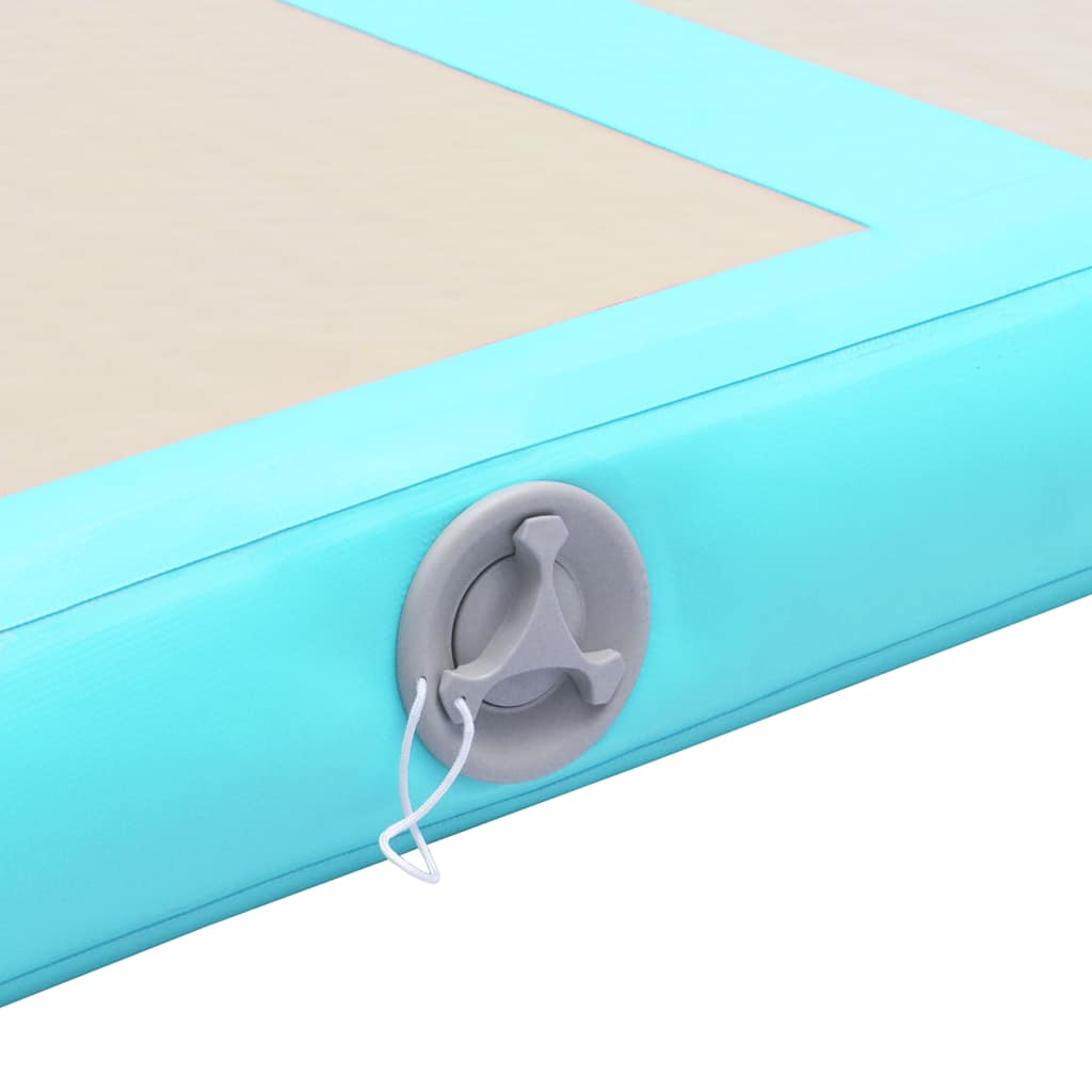 zöld PVC felfújható tornaszőnyeg pumpával 600 x 100 x 10 cm