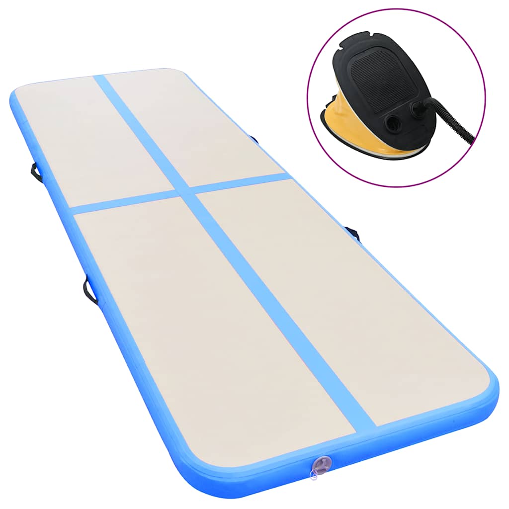 kék PVC felfújható tornaszőnyeg pumpával 700 x 100 x 10 cm
