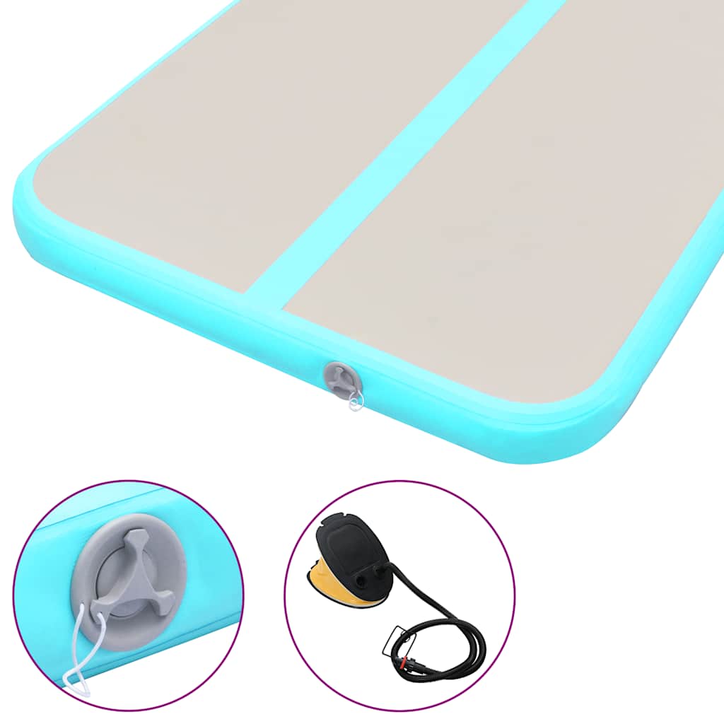 zöld PVC felfújható tornaszőnyeg pumpával 700 x 100 x 10 cm