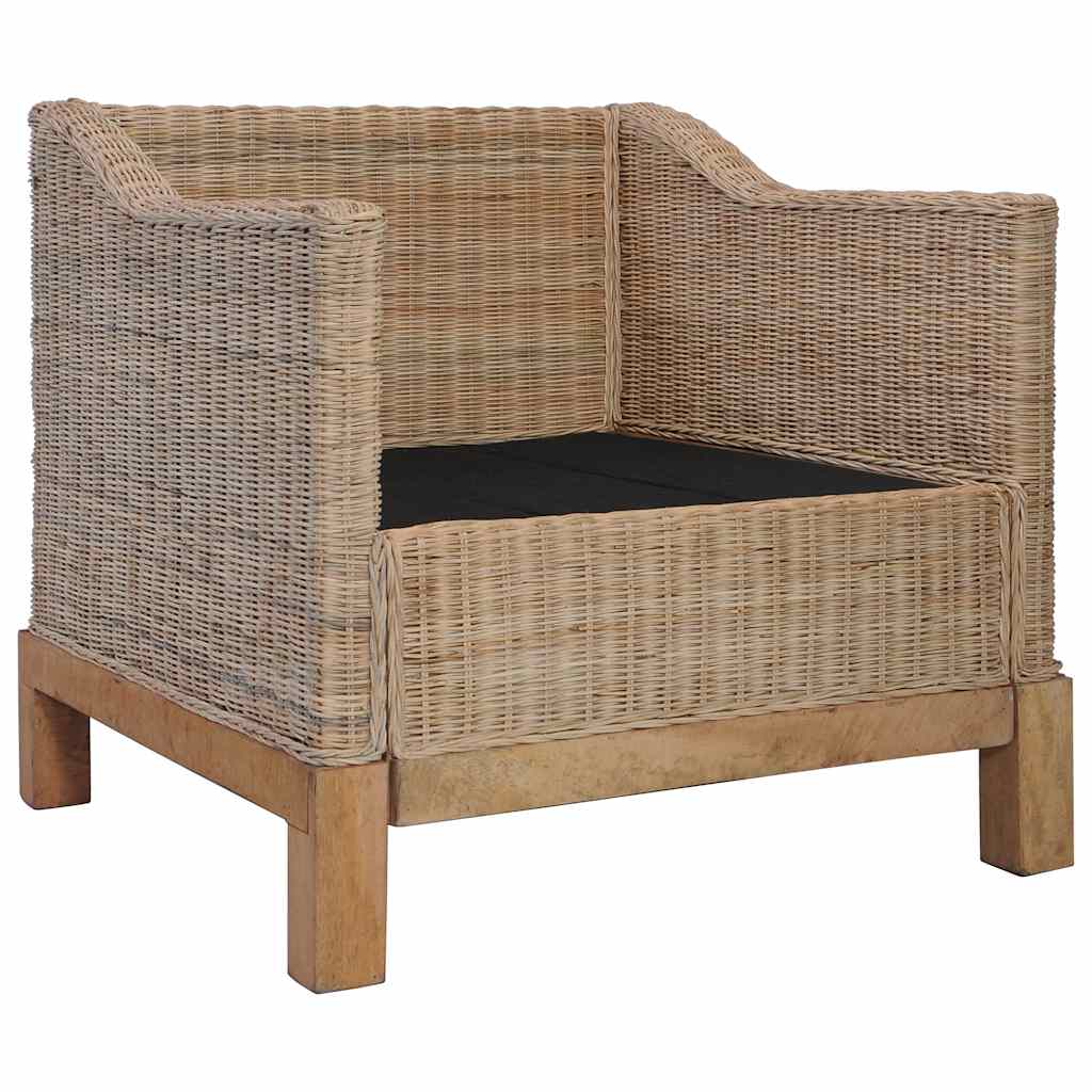 természetes rattanfotel párnákkal