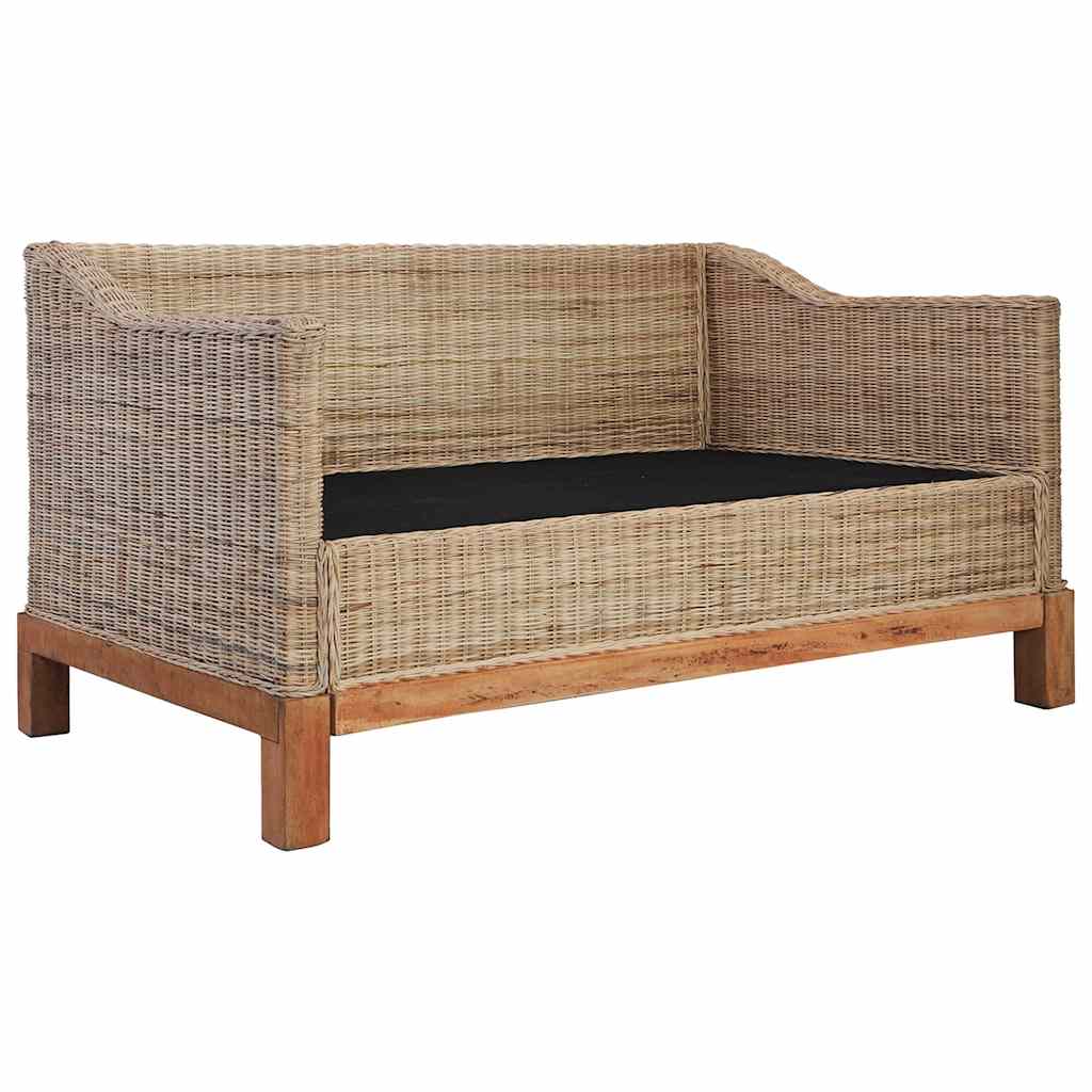 2 személyes természetes rattan kanapé párnával