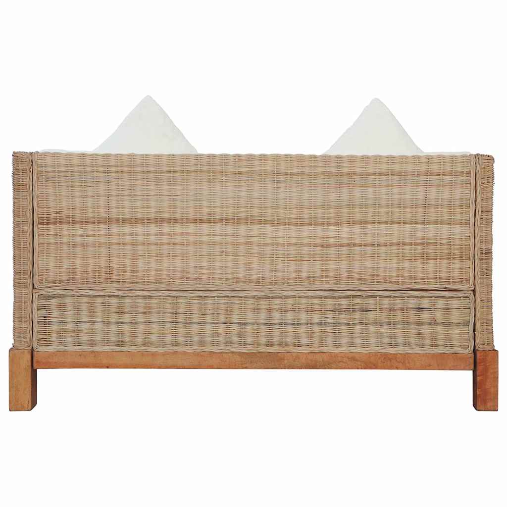 2 személyes természetes rattan kanapé párnával