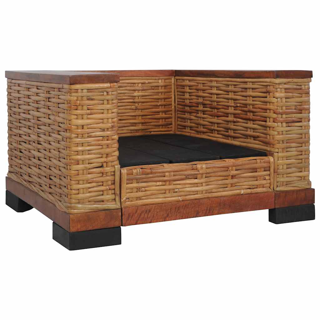 barna természetes rattan fotel párnával