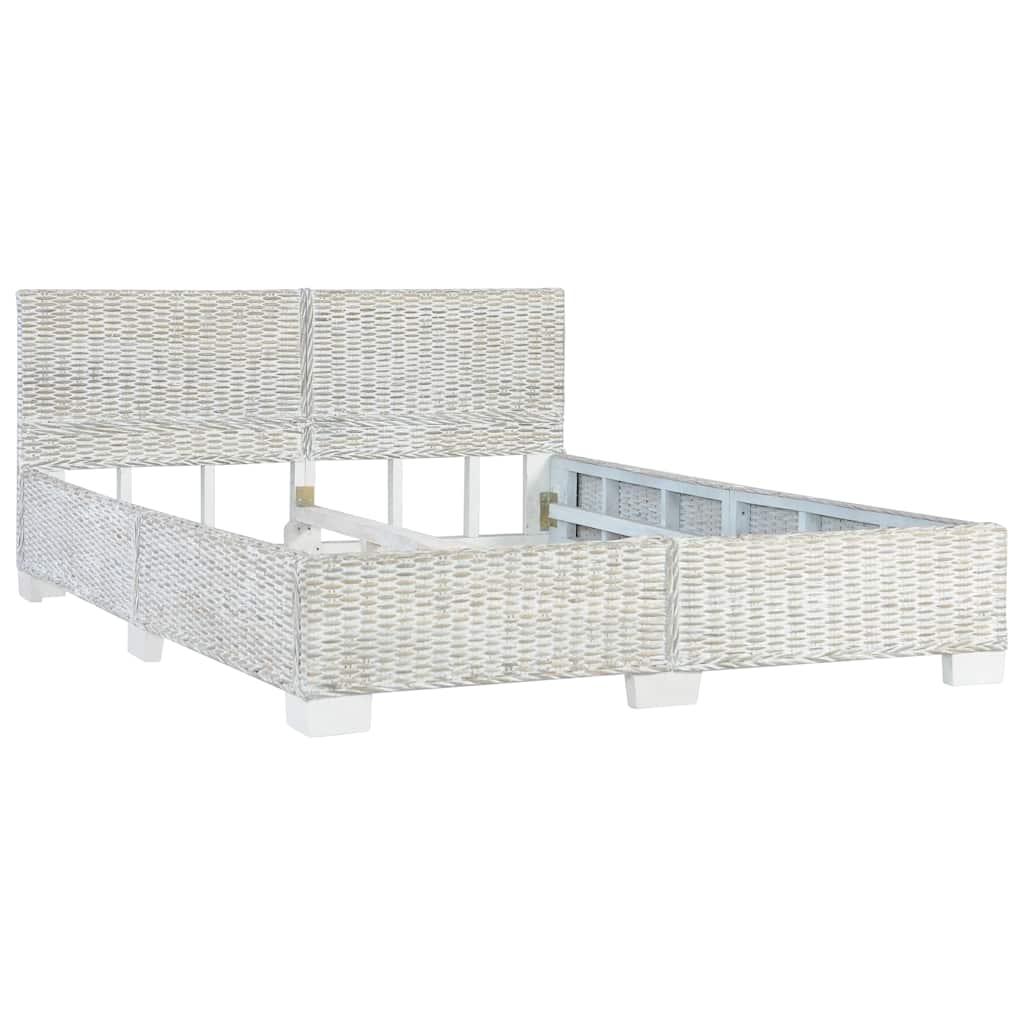 szürke természetes rattan ágykeret 140 x 200 cm
