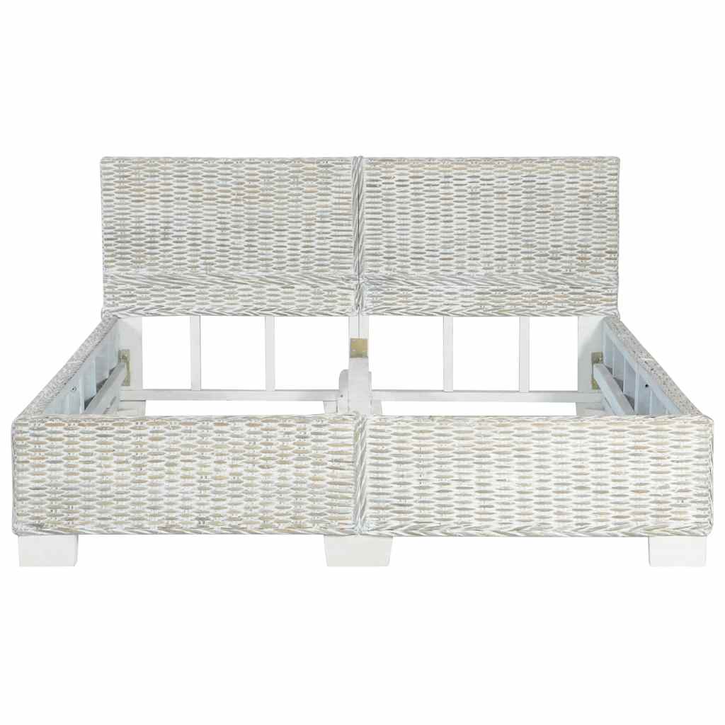 szürke természetes rattan ágykeret 140 x 200 cm