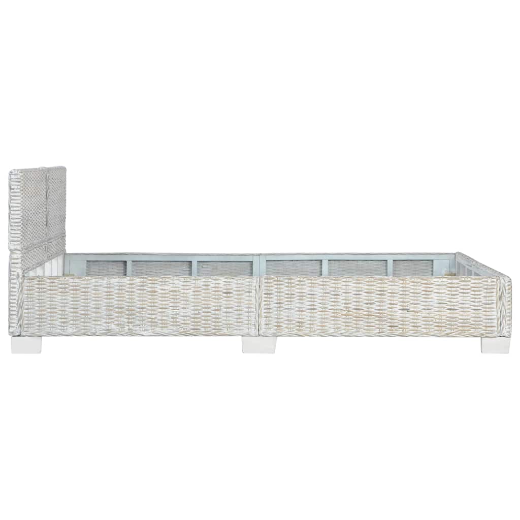 szürke természetes rattan ágykeret 140 x 200 cm