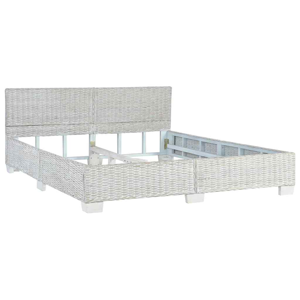 szürke természetes rattan ágykeret 160 x 200 cm