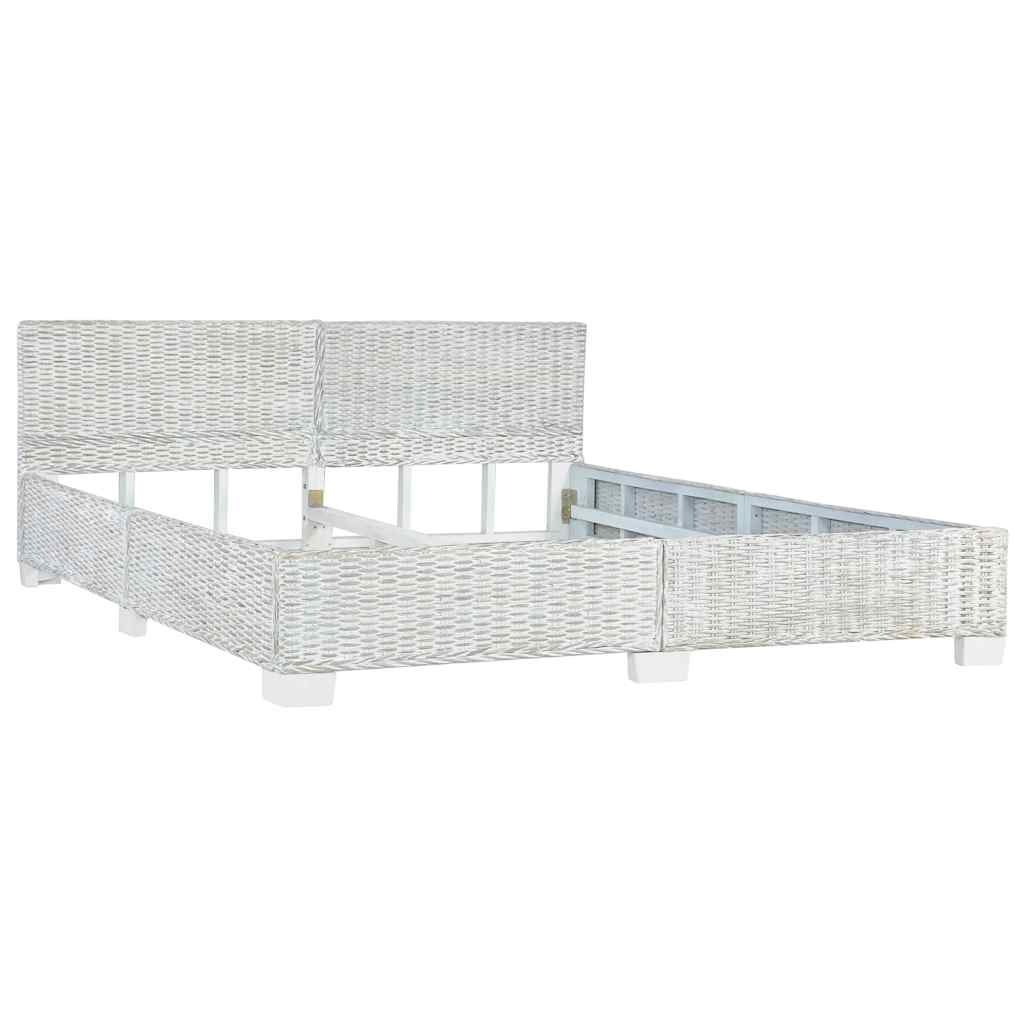szürke természetes rattan ágykeret 180 x 200 cm