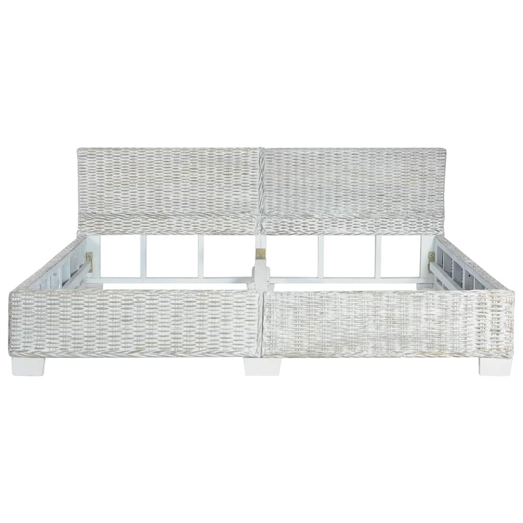 szürke természetes rattan ágykeret 180 x 200 cm