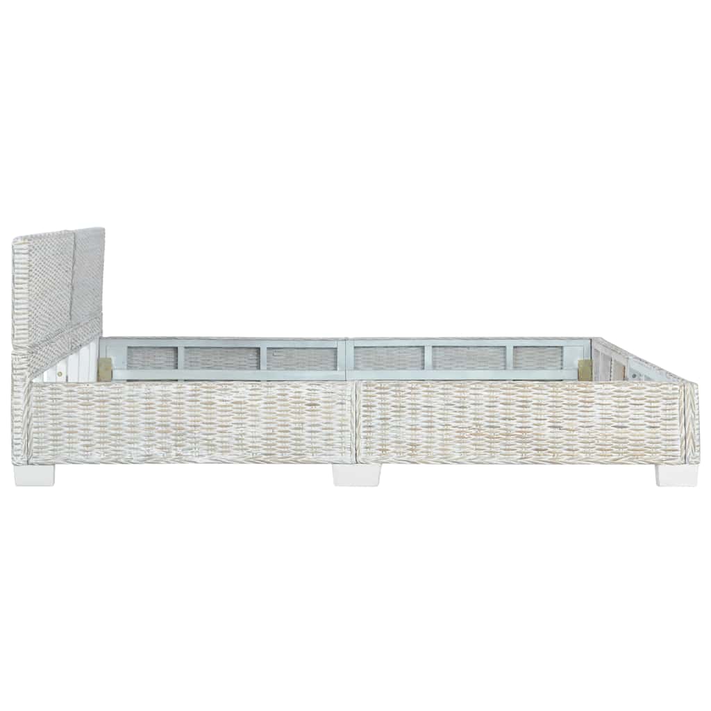 szürke természetes rattan ágykeret 180 x 200 cm