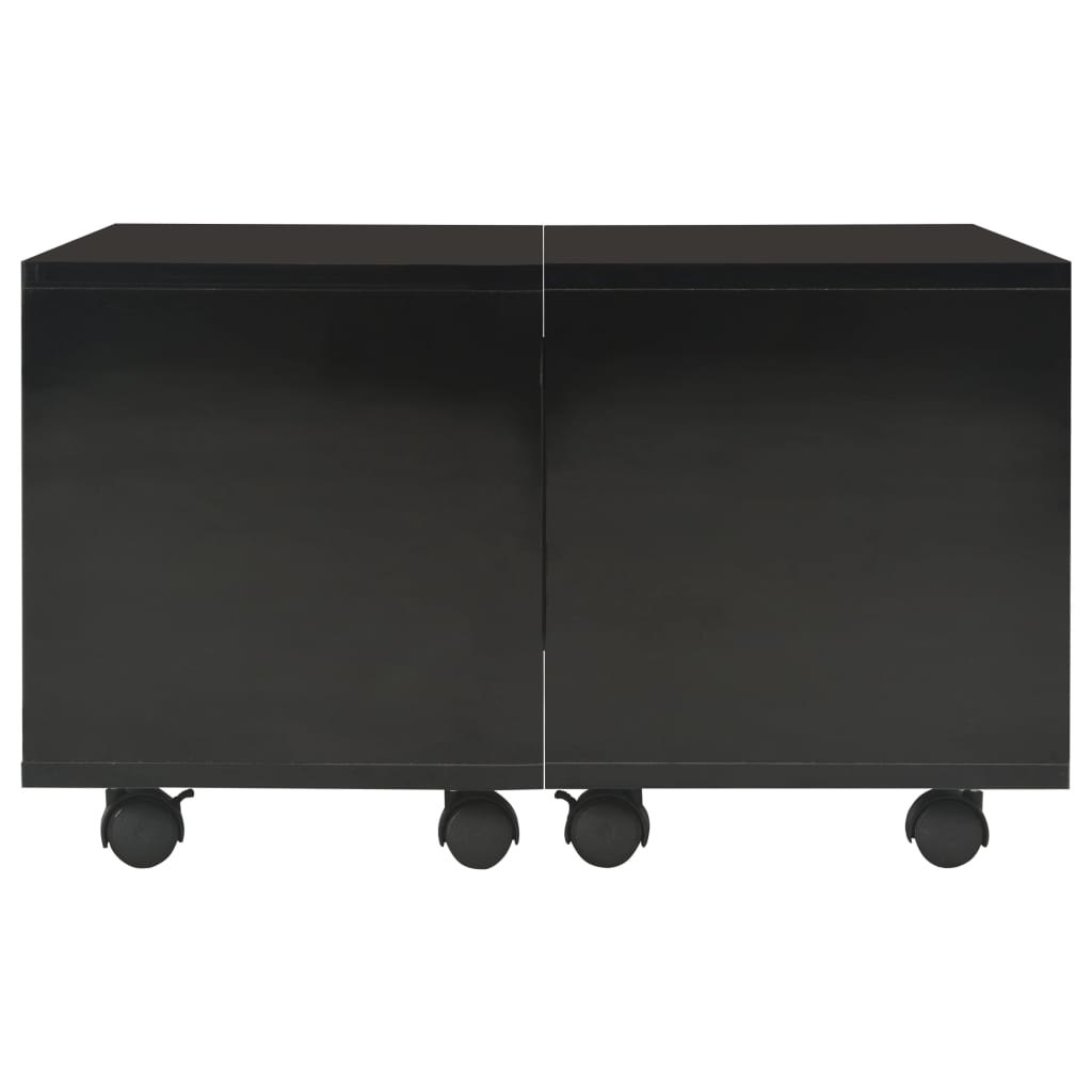 magasfényű fekete szerelt fa dohányzóasztal 60 x 60 x 35 cm