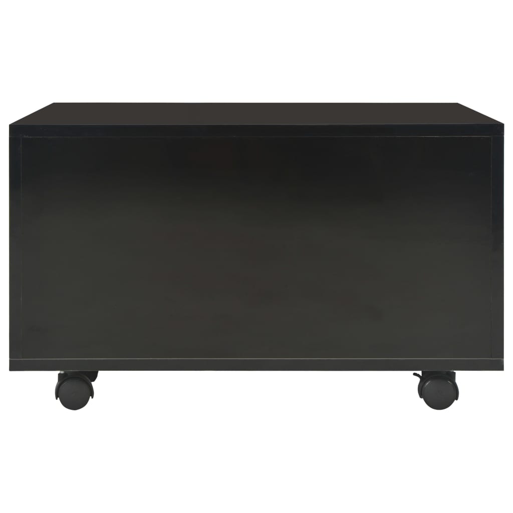 magasfényű fekete szerelt fa dohányzóasztal 60 x 60 x 35 cm