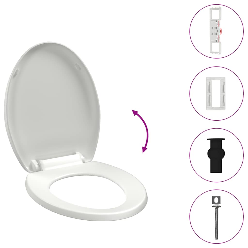 fehér gyorsan szerelhető WC-ülőke lassan csukódó fedéllel