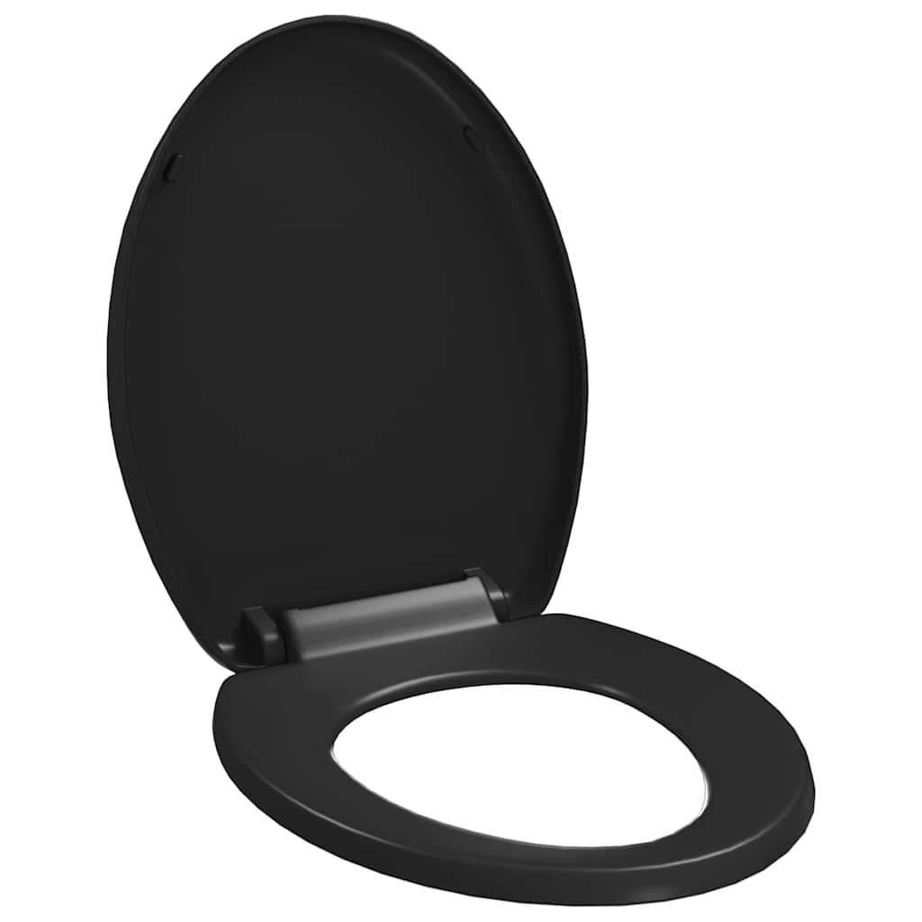 fekete gyorsan szerelhető WC-ülőke lassan csukódó fedéllel