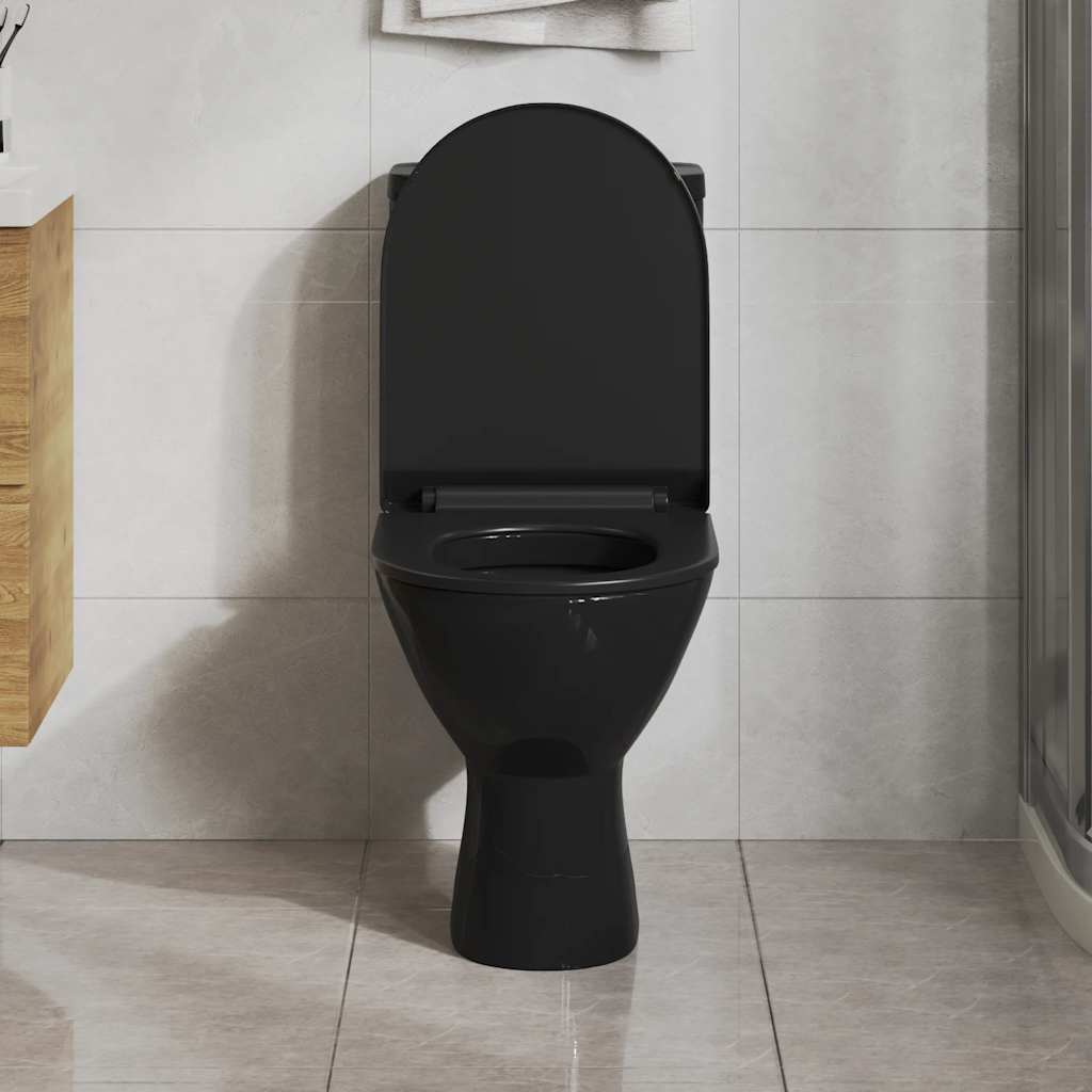 fekete gyorsan szerelhető WC-ülőke lassan csukódó fedéllel
