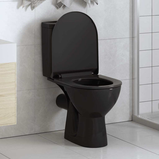 fekete gyorsan szerelhető WC-ülőke lassan csukódó fedéllel